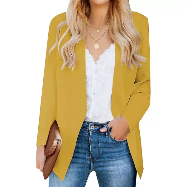 luvamia Womens Casual Long Sleeve Lapel Button Slim Work Office Blazer JacketC Calendula Yellow