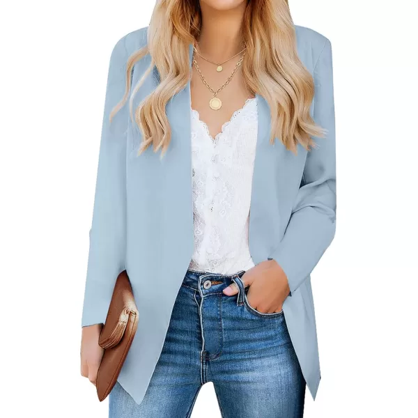 luvamia Womens Casual Long Sleeve Lapel Button Slim Work Office Blazer JacketC Dream Blue