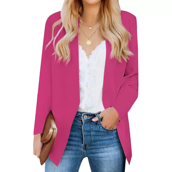 luvamia Womens Casual Long Sleeve Lapel Button Slim Work Office Blazer JacketC Hot Pink