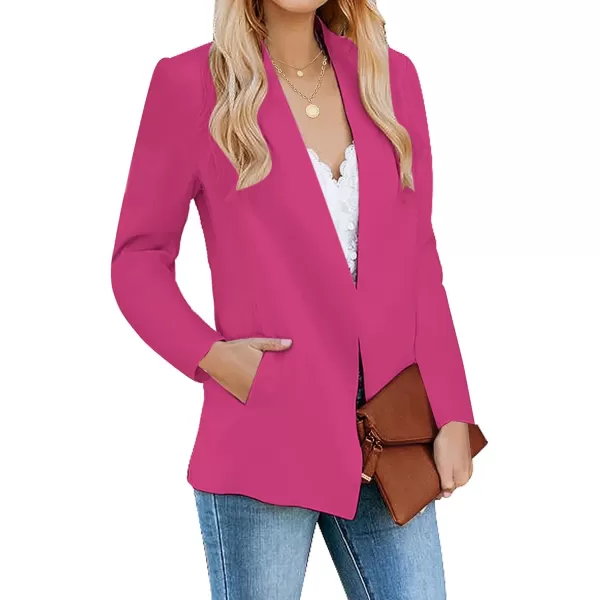 luvamia Womens Casual Long Sleeve Lapel Button Slim Work Office Blazer JacketC Hot Pink