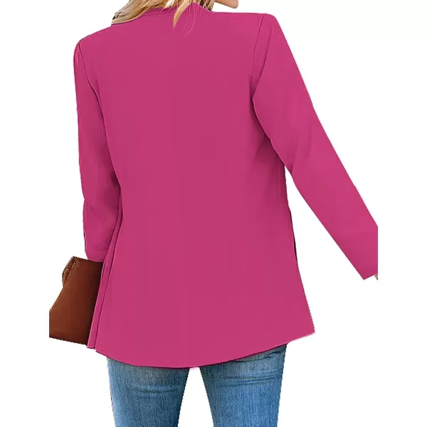luvamia Womens Casual Long Sleeve Lapel Button Slim Work Office Blazer JacketC Hot Pink
