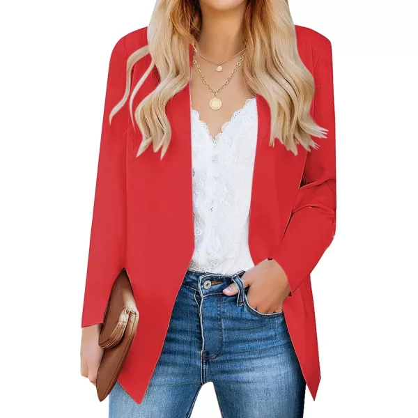 luvamia Womens Casual Long Sleeve Lapel Button Slim Work Office Blazer JacketC Luscious Red