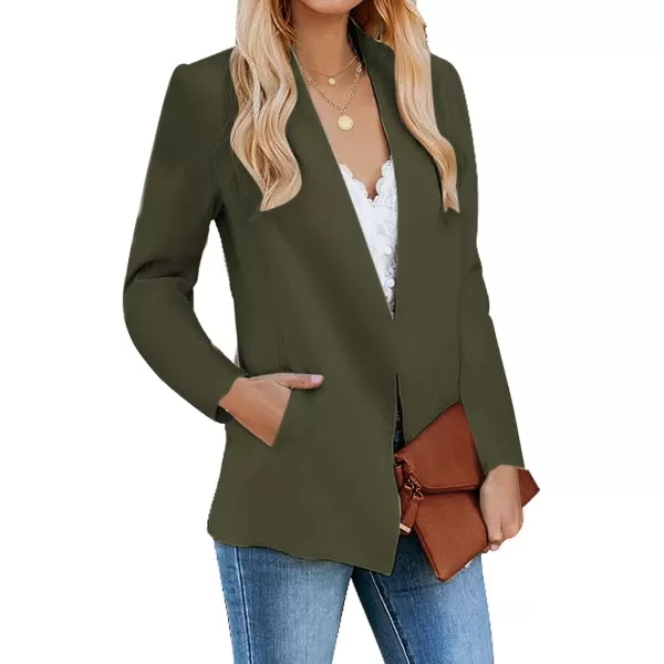 luvamia Womens Casual Long Sleeve Lapel Button Slim Work Office Blazer JacketC Olive Night