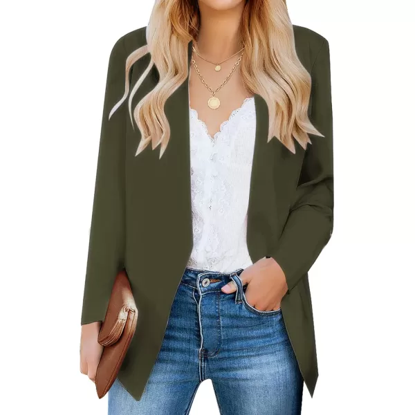 luvamia Womens Casual Long Sleeve Lapel Button Slim Work Office Blazer JacketC Olive Night