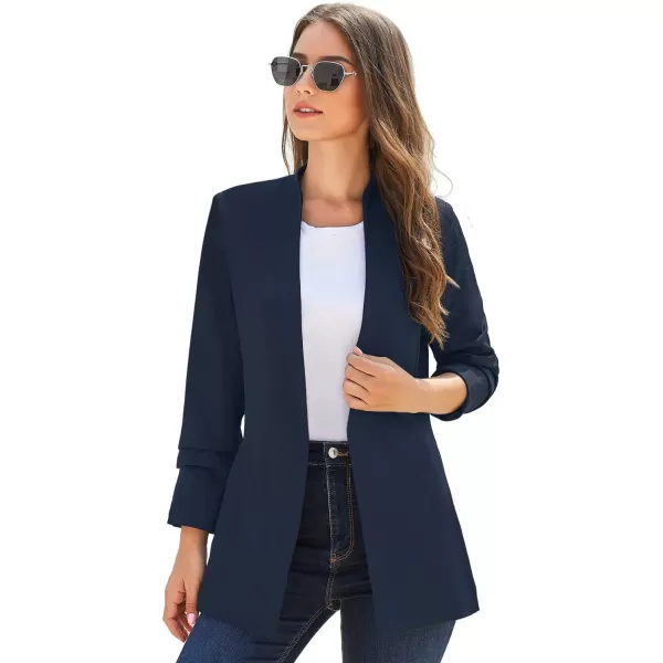 luvamia Womens Casual Long Sleeve Lapel Button Slim Work Office Blazer JacketC Outer Space Blue