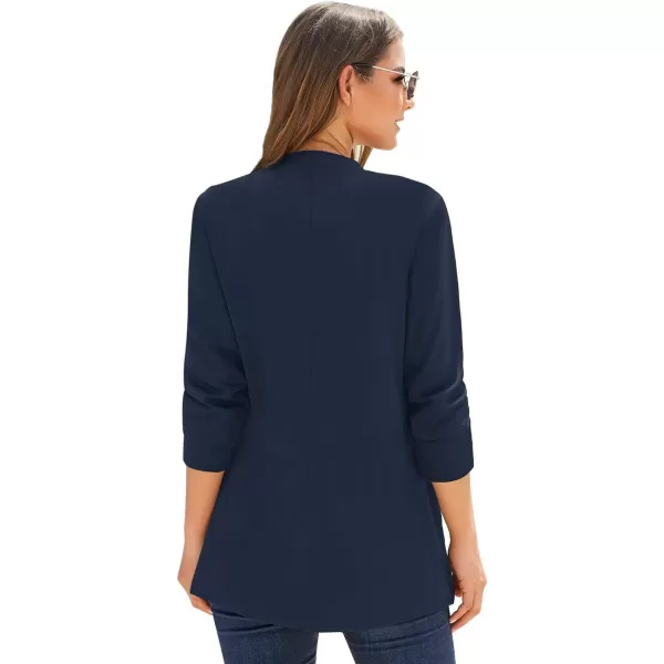 luvamia Womens Casual Long Sleeve Lapel Button Slim Work Office Blazer JacketC Outer Space Blue