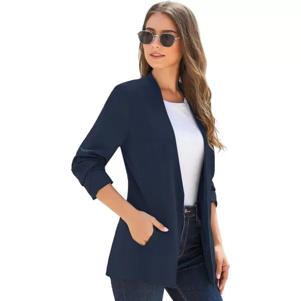 luvamia Womens Casual Long Sleeve Lapel Button Slim Work Office Blazer JacketC Outer Space Blue
