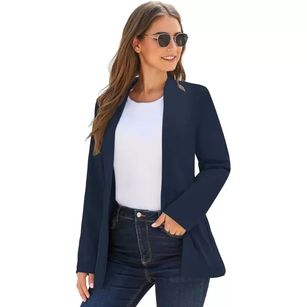 luvamia Womens Casual Long Sleeve Lapel Button Slim Work Office Blazer JacketC Outer Space Blue