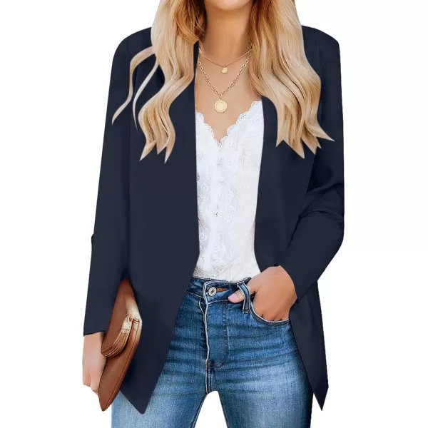 luvamia Womens Casual Long Sleeve Lapel Button Slim Work Office Blazer JacketC Outer Space Blue