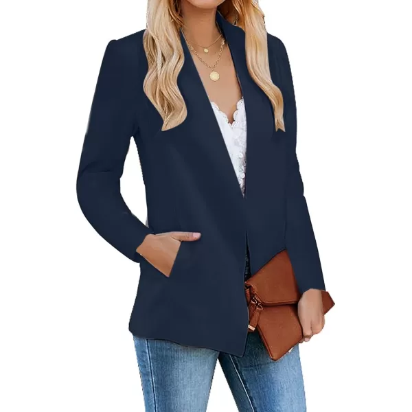 luvamia Womens Casual Long Sleeve Lapel Button Slim Work Office Blazer JacketC Outer Space Blue