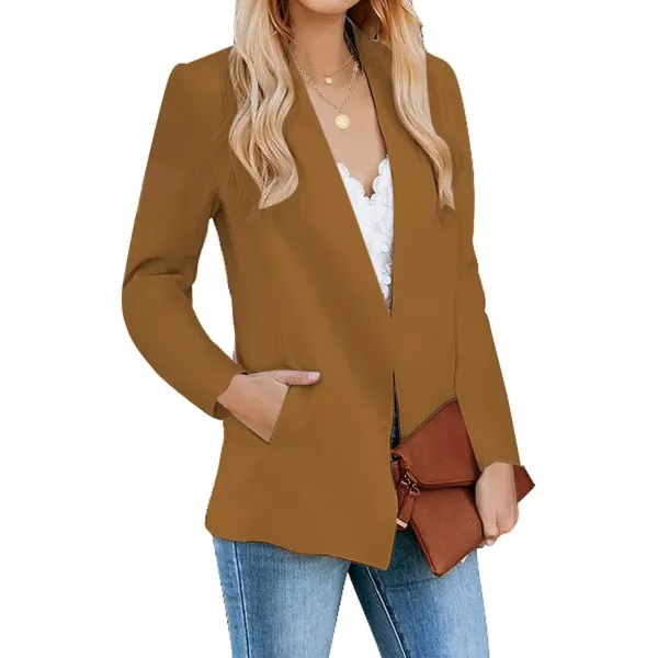 luvamia Womens Casual Long Sleeve Lapel Button Slim Work Office Blazer JacketC Tan Brown