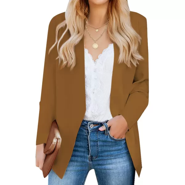 luvamia Womens Casual Long Sleeve Lapel Button Slim Work Office Blazer JacketC Tan Brown