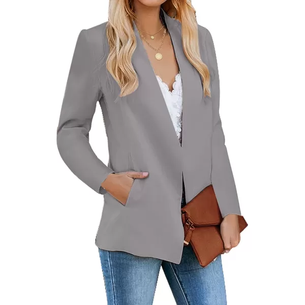 luvamia Womens Casual Long Sleeve Lapel Button Slim Work Office Blazer JacketC Titanium