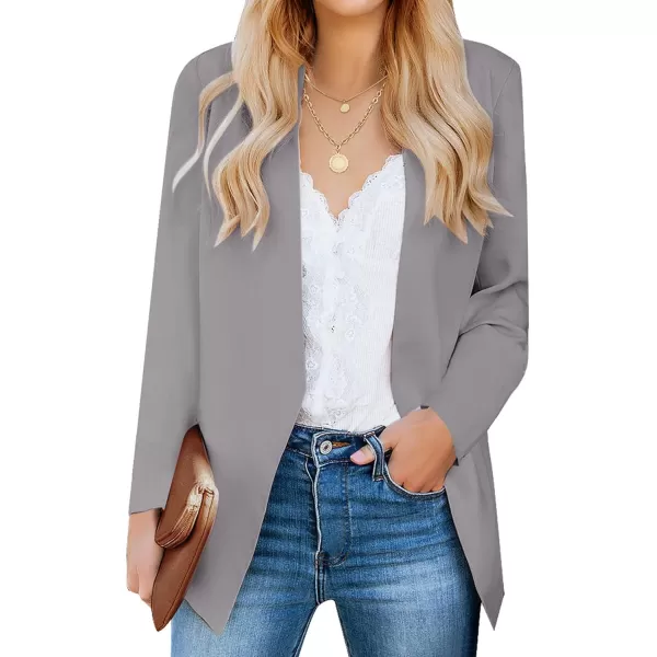 luvamia Womens Casual Long Sleeve Lapel Button Slim Work Office Blazer JacketC Titanium