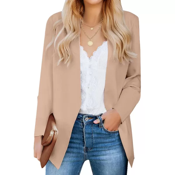 luvamia Womens Casual Long Sleeve Lapel Button Slim Work Office Blazer JacketC Warm Taupe