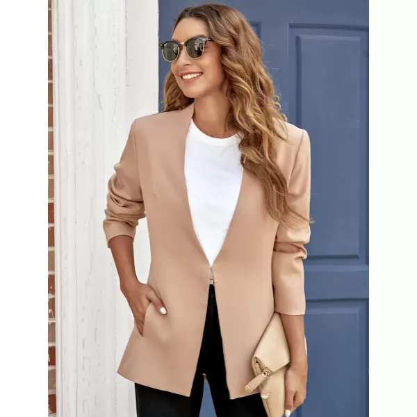 luvamia Womens Casual Long Sleeve Lapel Button Slim Work Office Blazer JacketC Warm Taupe