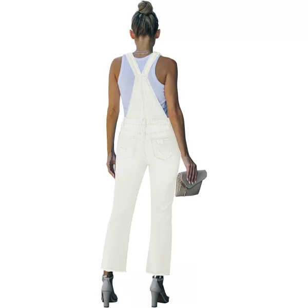 luvamia Womens Casual Stretch Adjustable Denim Bib Overalls Jeans Pants JumpsuitsA Brilliant White