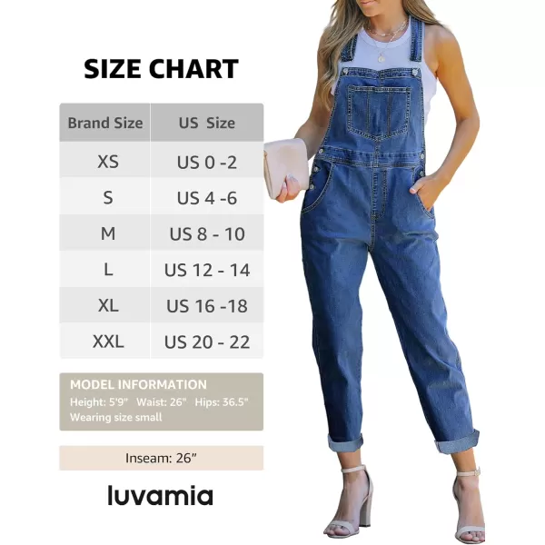 luvamia Womens Casual Stretch Adjustable Denim Bib Overalls Jeans Pants JumpsuitsA1 Cody Blue