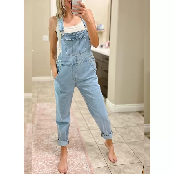 luvamia Womens Casual Stretch Adjustable Denim Bib Overalls Jeans Pants JumpsuitsA2 Azure Glow