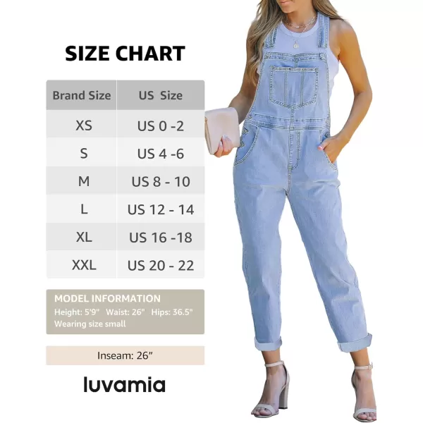 luvamia Womens Casual Stretch Adjustable Denim Bib Overalls Jeans Pants JumpsuitsA2 Azure Glow