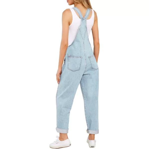 luvamia Womens Casual Stretch Adjustable Denim Bib Overalls Jeans Pants JumpsuitsA2 Azure Glow