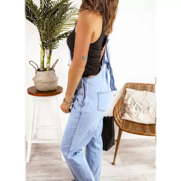 luvamia Womens Casual Stretch Adjustable Denim Bib Overalls Jeans Pants JumpsuitsA2 Azure Glow