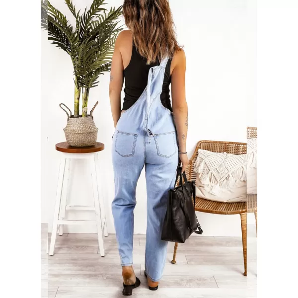 luvamia Womens Casual Stretch Adjustable Denim Bib Overalls Jeans Pants JumpsuitsA2 Azure Glow