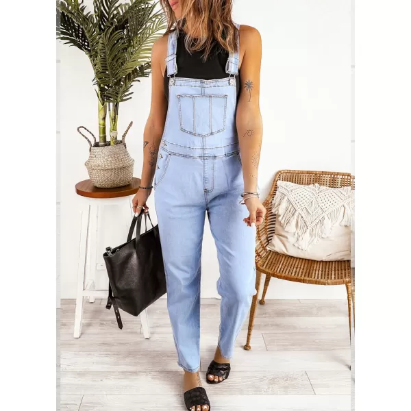 luvamia Womens Casual Stretch Adjustable Denim Bib Overalls Jeans Pants JumpsuitsA2 Azure Glow