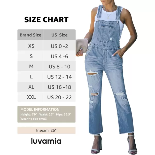 luvamia Womens Casual Stretch Adjustable Denim Bib Overalls Jeans Pants JumpsuitsA2 Blue Tides