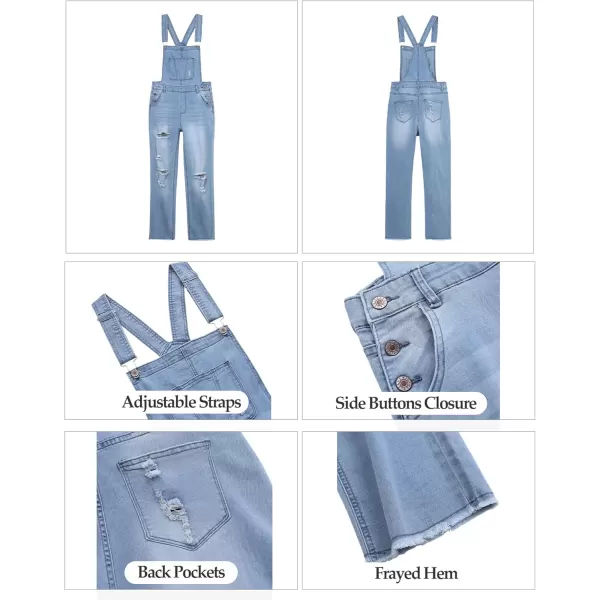 luvamia Womens Casual Stretch Adjustable Denim Bib Overalls Jeans Pants JumpsuitsA2 Blue Tides