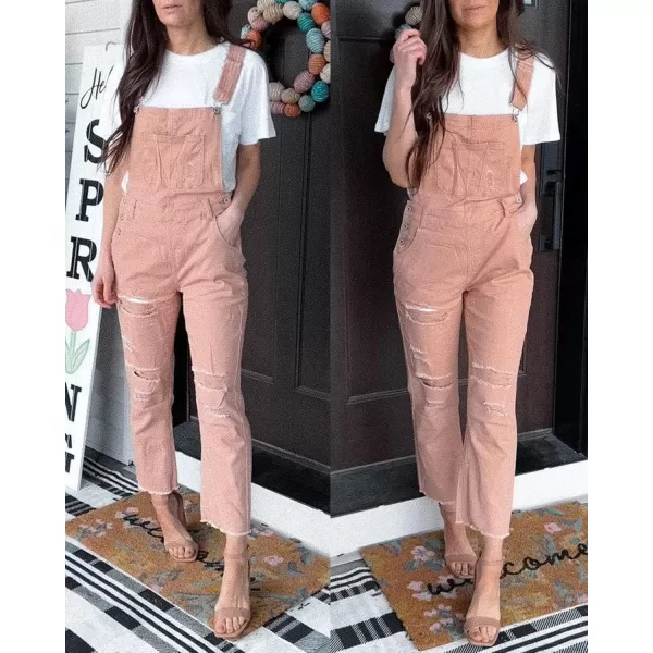 luvamia Womens Casual Stretch Adjustable Denim Bib Overalls Jeans Pants JumpsuitsA2 Pink