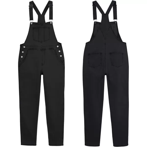 luvamia Womens Casual Stretch Adjustable Denim Bib Overalls Jeans Pants JumpsuitsA3 Iconic Black