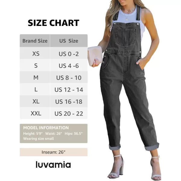 luvamia Womens Casual Stretch Adjustable Denim Bib Overalls Jeans Pants JumpsuitsA3 Iconic Black