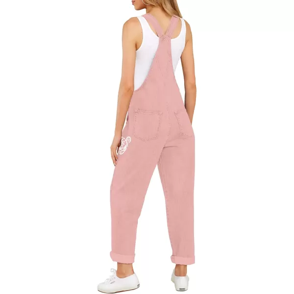 luvamia Womens Casual Stretch Adjustable Denim Bib Overalls Jeans Pants JumpsuitsA4 Rabbit Print Pink