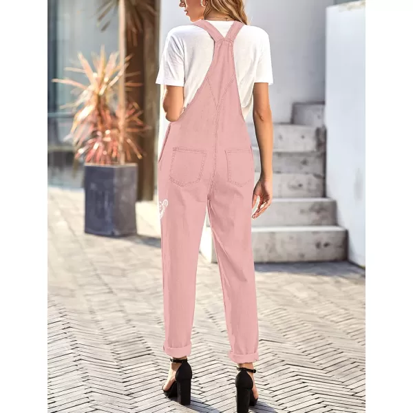 luvamia Womens Casual Stretch Adjustable Denim Bib Overalls Jeans Pants JumpsuitsA4 Rabbit Print Pink