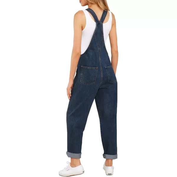 luvamia Womens Casual Stretch Adjustable Denim Bib Overalls Jeans Pants JumpsuitsB Blue Plunge