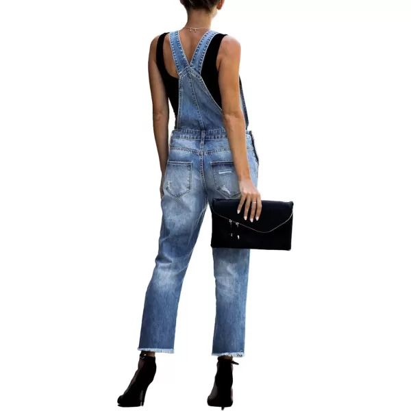 luvamia Womens Casual Stretch Adjustable Denim Bib Overalls Jeans Pants JumpsuitsB Blue Tides