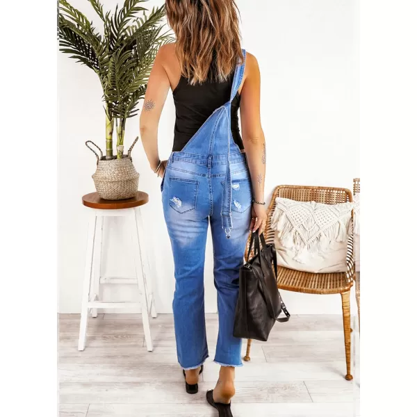 luvamia Womens Casual Stretch Adjustable Denim Bib Overalls Jeans Pants JumpsuitsB Blue Tides