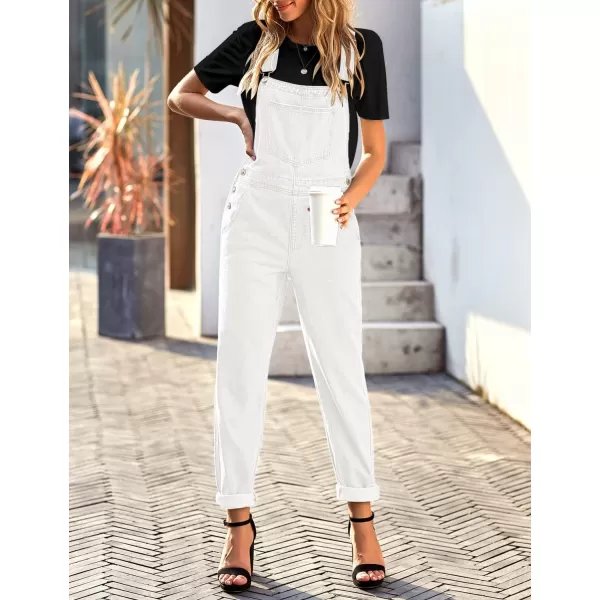 luvamia Womens Casual Stretch Adjustable Denim Bib Overalls Jeans Pants JumpsuitsB Brilliant White