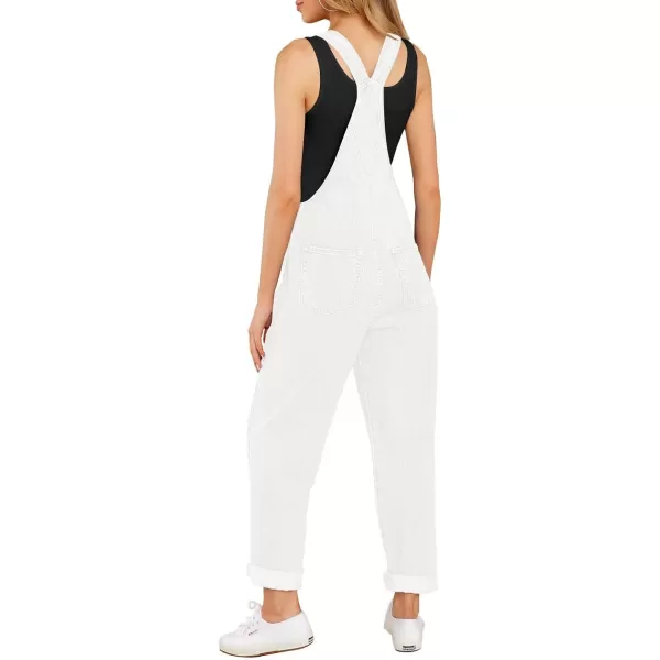 luvamia Womens Casual Stretch Adjustable Denim Bib Overalls Jeans Pants JumpsuitsB Brilliant White