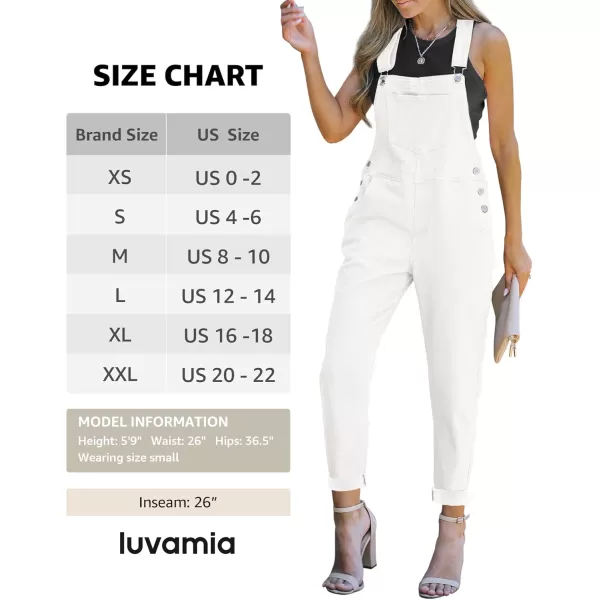 luvamia Womens Casual Stretch Adjustable Denim Bib Overalls Jeans Pants JumpsuitsB Brilliant White