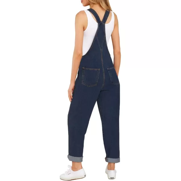 luvamia Womens Casual Stretch Adjustable Denim Bib Overalls Jeans Pants JumpsuitsB Deep Blue