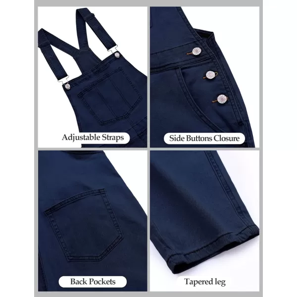 luvamia Womens Casual Stretch Adjustable Denim Bib Overalls Jeans Pants JumpsuitsB Deep Blue