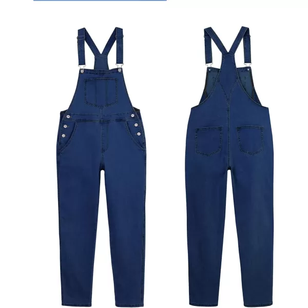 luvamia Womens Casual Stretch Adjustable Denim Bib Overalls Jeans Pants JumpsuitsB Nightfall Blue