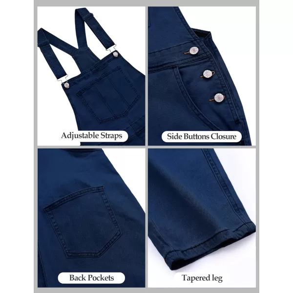 luvamia Womens Casual Stretch Adjustable Denim Bib Overalls Jeans Pants JumpsuitsB Nightfall Blue