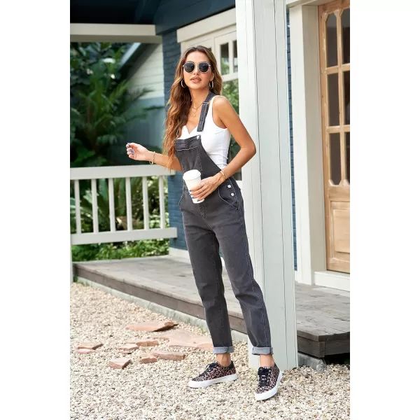 luvamia Womens Casual Stretch Adjustable Denim Bib Overalls Jeans Pants JumpsuitsB Pebble Grey