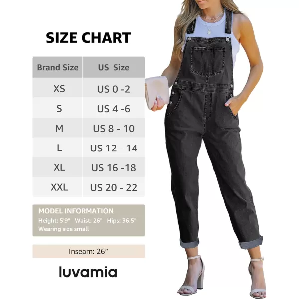 luvamia Womens Casual Stretch Adjustable Denim Bib Overalls Jeans Pants JumpsuitsB Pebble Grey