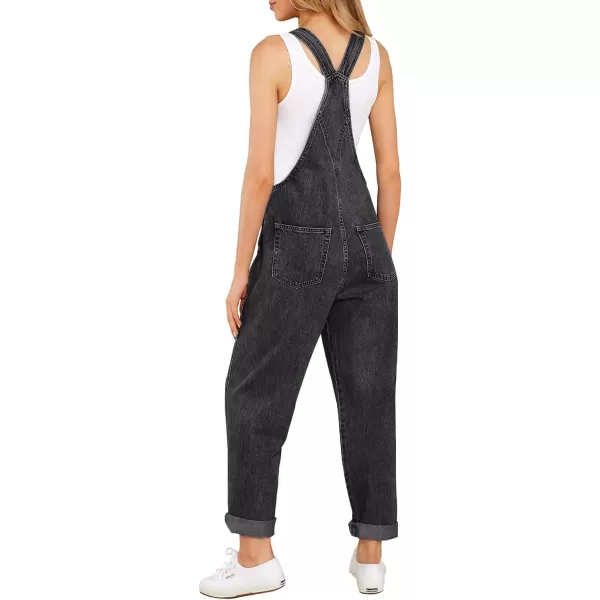 luvamia Womens Casual Stretch Adjustable Denim Bib Overalls Jeans Pants JumpsuitsB Pebble Grey