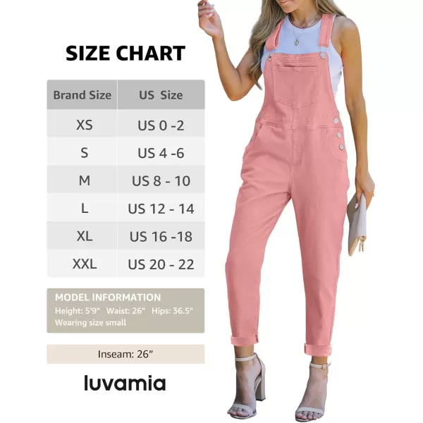 luvamia Womens Casual Stretch Adjustable Denim Bib Overalls Jeans Pants JumpsuitsB Pink