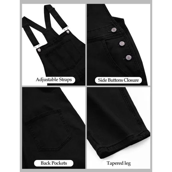 luvamia Womens Casual Stretch Adjustable Denim Bib Overalls Jeans Pants JumpsuitsB Warm Onyx Black